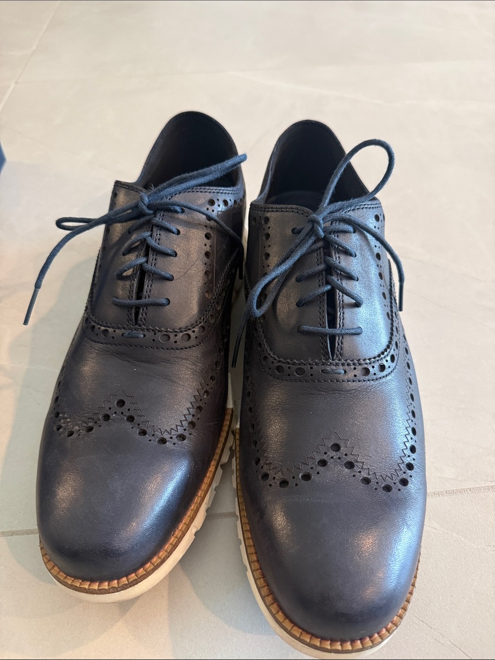 Cole Haan Navy Brogue Wingtip Oxfords